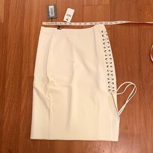 Alexander Wang Cream Lace-Up Pencil Skirt